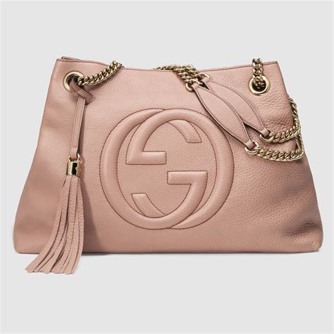 gucci leather medium soho chain shoulder bag light pink|gucci soho tote bag medium.